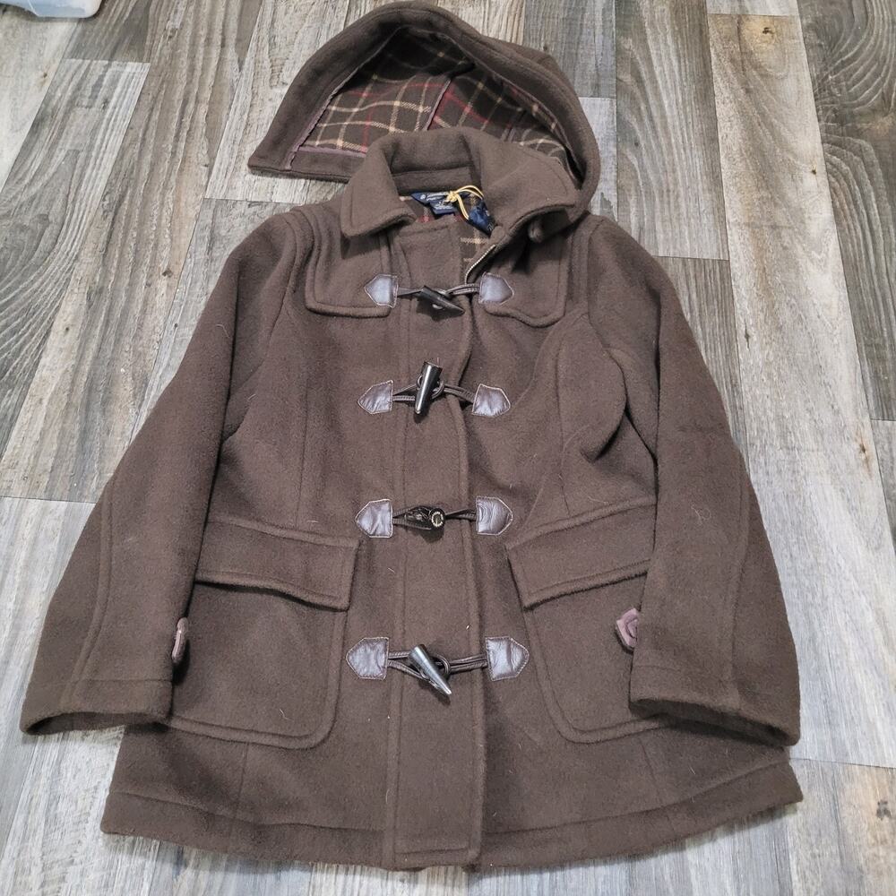 Brooks Brothers Full Zip Toggle Coat Womens Size 2 Brown Wool Lined